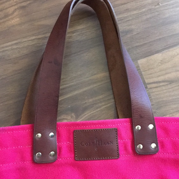 Cole Haan hot pink tote heavy cotton - Picture 2 of 8